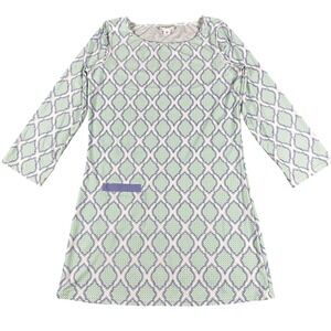 Cabana Life Dress Womens Large Green Blue Geometric Pullover UV Sun Protective